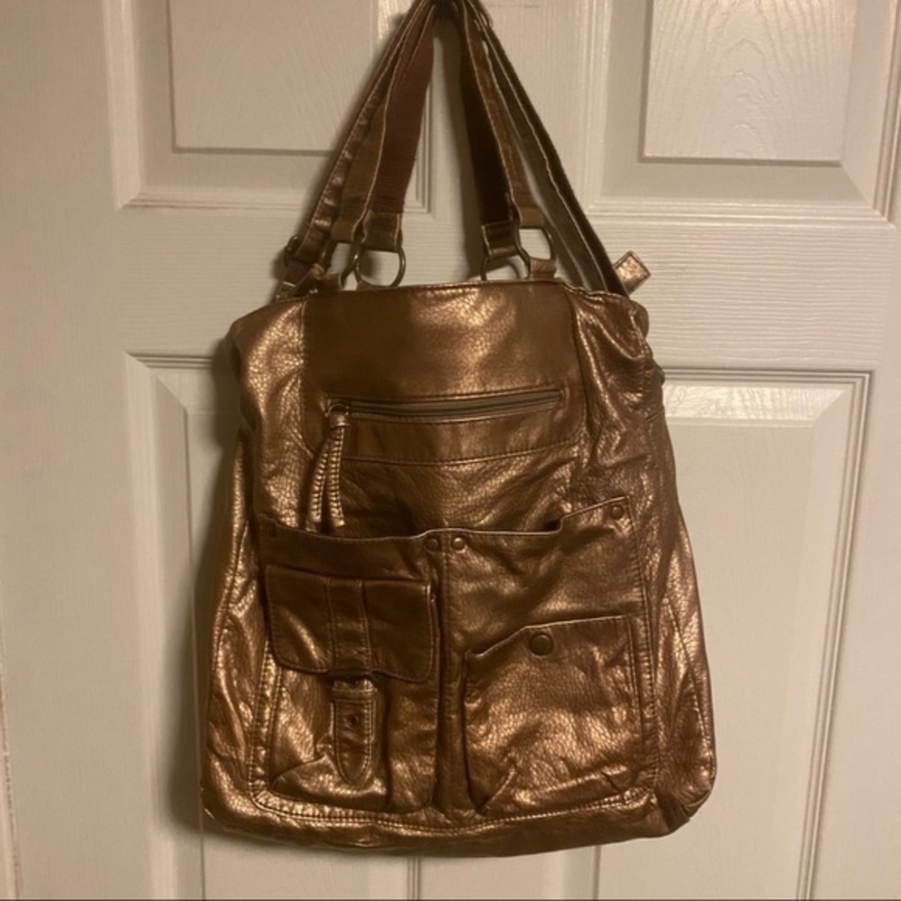 Vintage Women’s faux leather gold shoulder bag - Picture 3 of 4